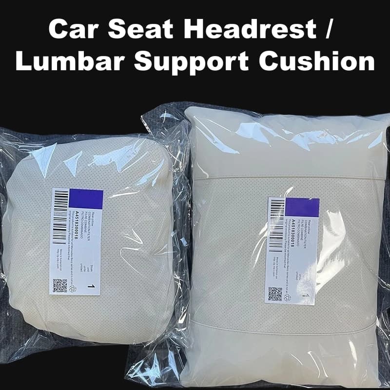Car Headrest Lumbar Support, Ultra-soft Ergonomic Foam Neck Waist Cushion, Universal Auto Accessories, All Seasons Easy Install
