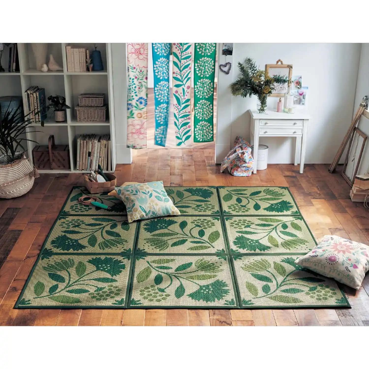 Japanese Style Rush Grass Floor Mat - Foldable Natural Tatami Mat Traditional Woven Grass Mat for Home, Yoga, Meditation