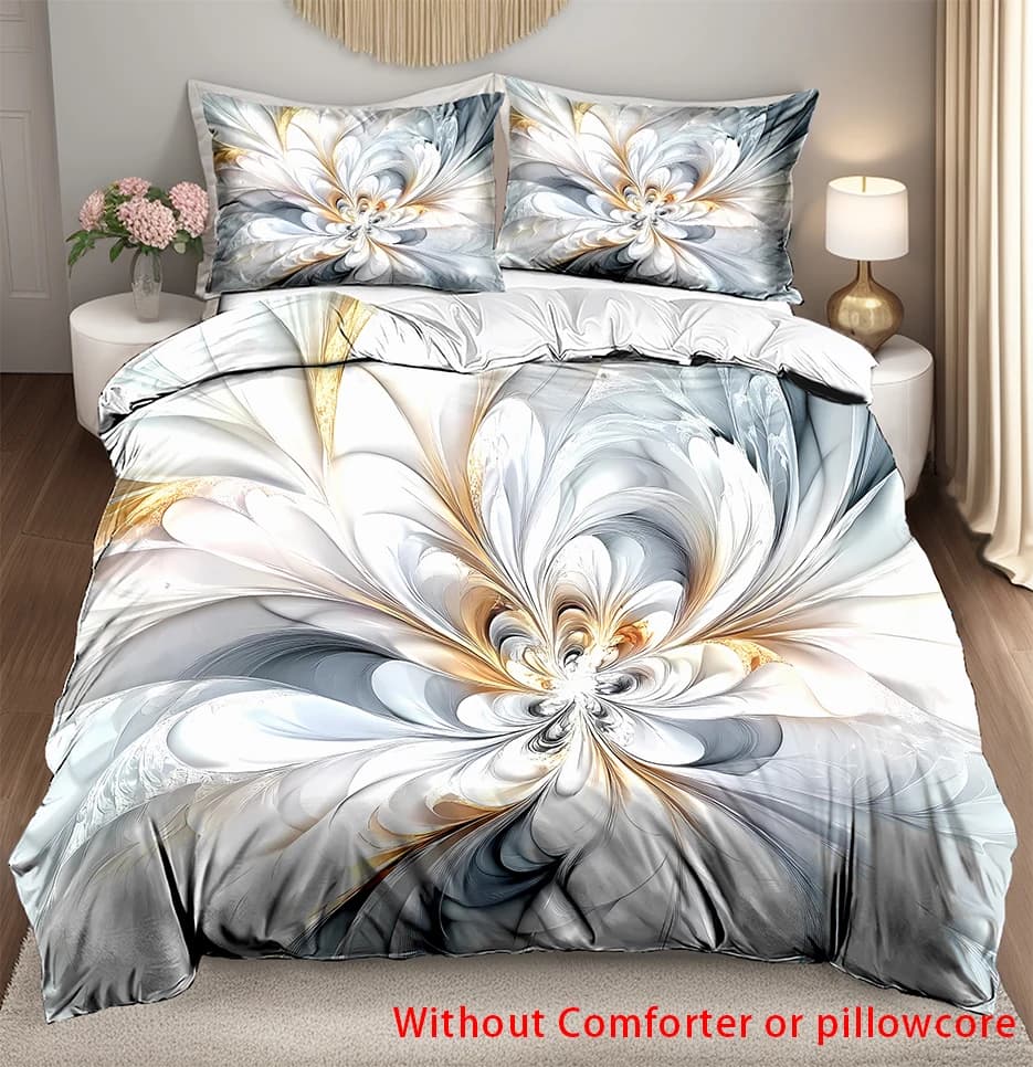 3D Psychedelic Floral Duvet Cover Set Abstract Flower Print Bedding for Bedroom Decor Soft Comfortable Quilt covers pillow cose