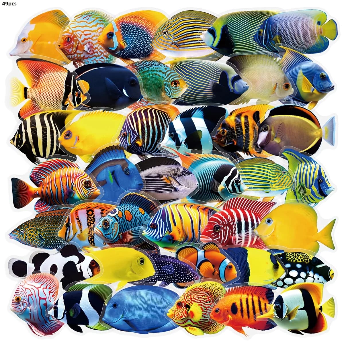 49pcs Styles Are Random Tropical Fish Transparent Stickers, Ideal for Decorating Notebooks, Laptops, Suitcases, Fridges, Water D