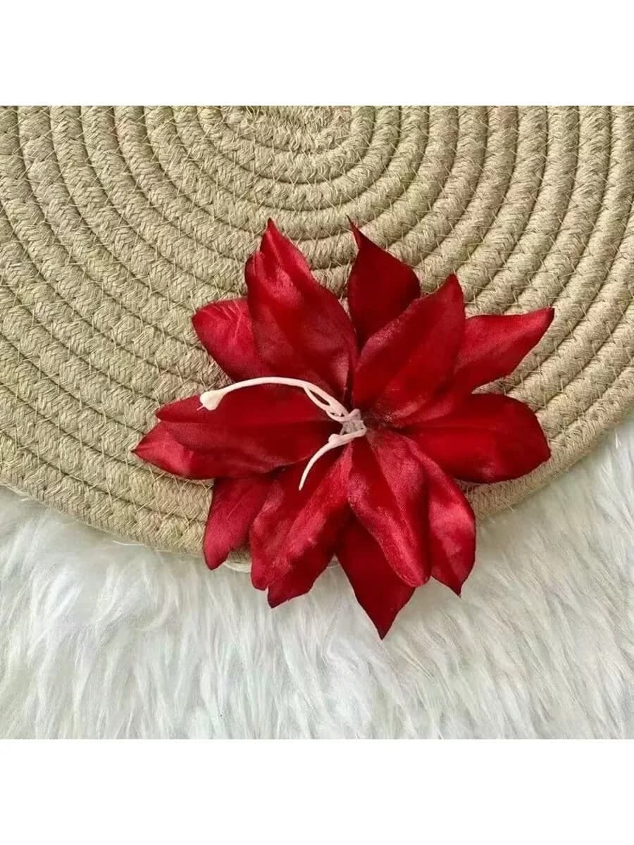 Fermaglio per capelli con fiori finti rossi per donna, accessori per servizi fotografici di viaggio e vacanza