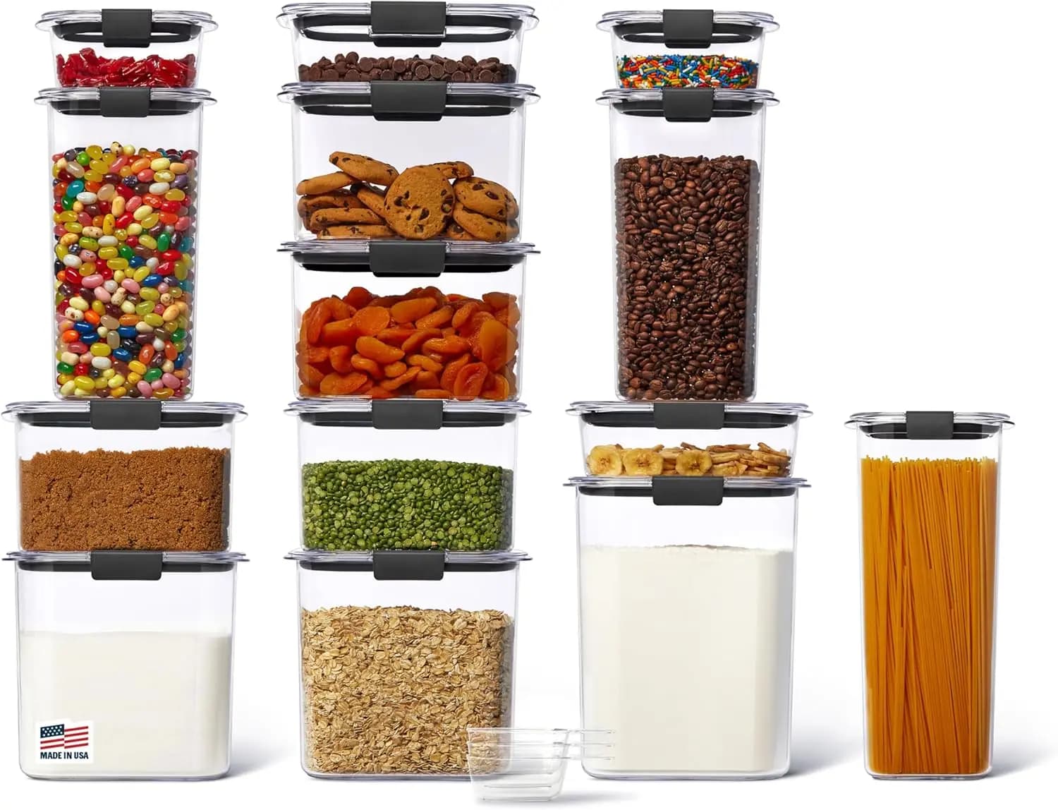 Set of 14 Pieces Brilliance Food Containers with Cucchiai, Hermetici e Senza BPA, for Organization of Cuisine and Dispense