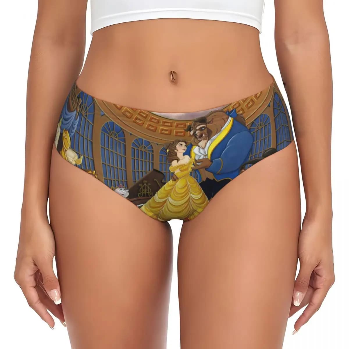 Mutandine personalizzate da donna Beautyes Anime Beastes, biancheria intima femminile confortevole, slip Belle Beast Cogsworth