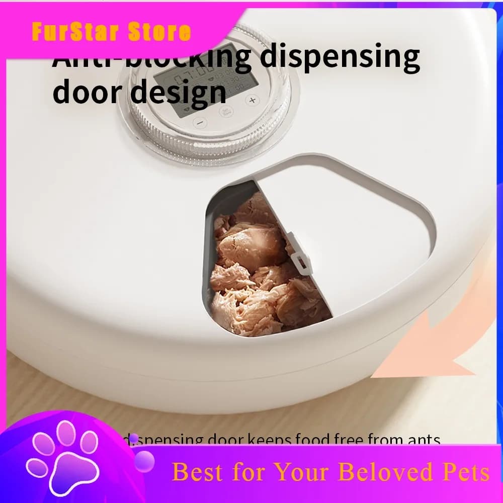 FurStarSmart Automatic Pet Feeder Wet Dry Food Dispenser 6 Meals Smart Cat Feeder Kibble Dispenser For Cat Dog Pets Supply Bowl