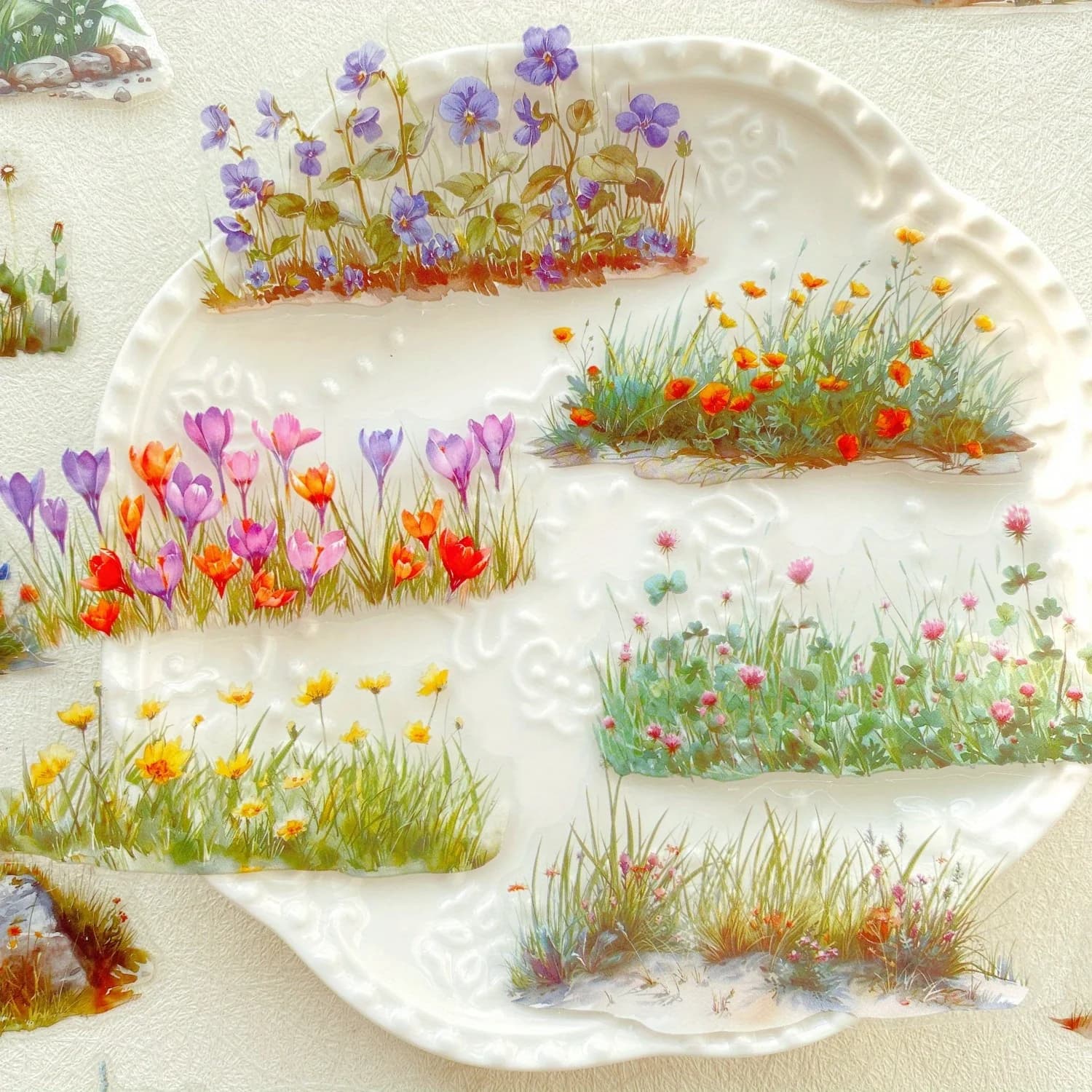 20 pcs/pack stickers PET flower green plants stickers hand-account decorative DIY stickers for planner garbage diary collage