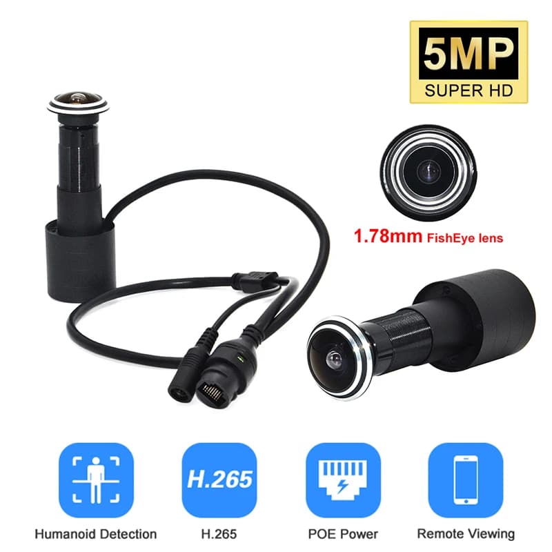 5MP porta Cat Eye IP POE Camera Mini spioncino rilevamento del movimento Video-eye Viewer citofono Wireless Home Security CCTV Door Cam