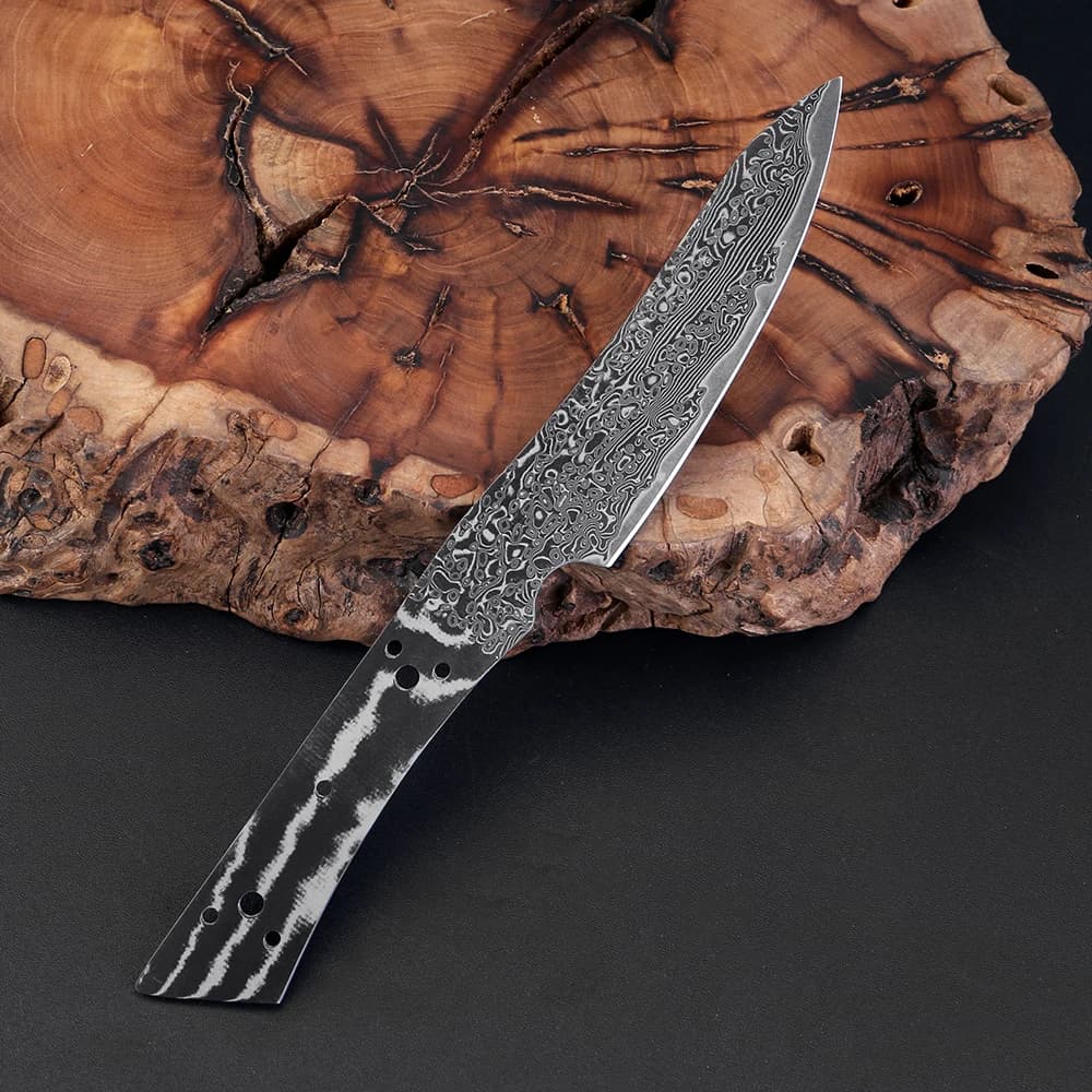 Coltello da frutta Lama vuota nera Acciaio di Damasco forgiato a mano per coltello da cucina Creazione fai-da-te, Lama vuota affilata completa trattata termicamente