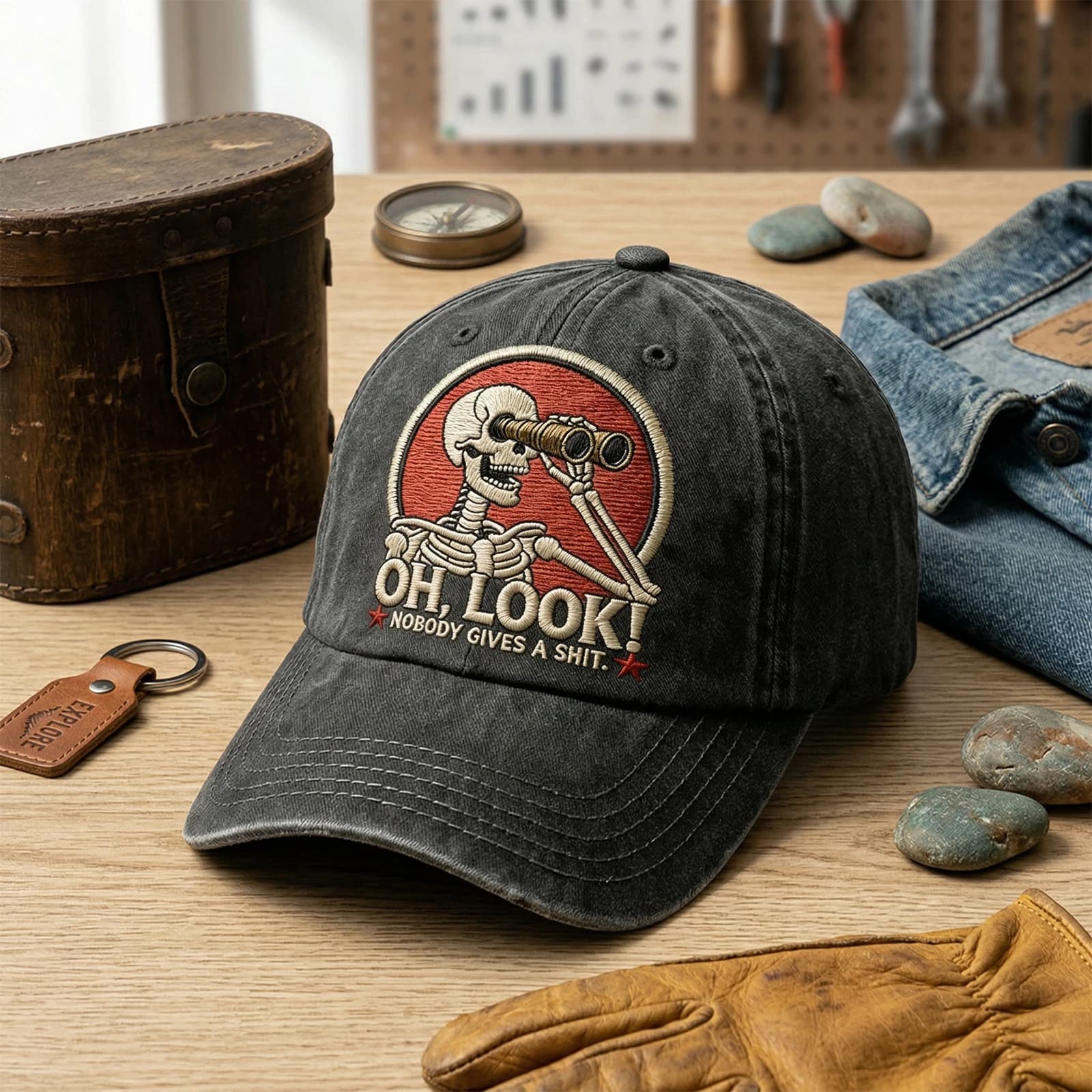 Cappellino Trucker Regolabile Skeleton Oh Look, Traspirante e Comodo, per Golf e Viaggi, Unisex