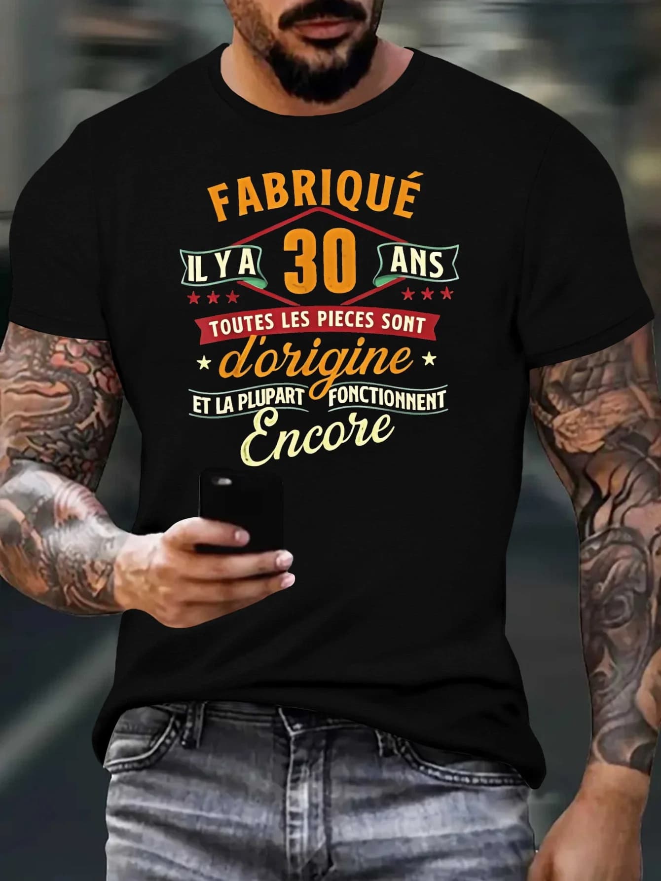 Men's summer t-shirt with short sleeves, dated 30 years ago