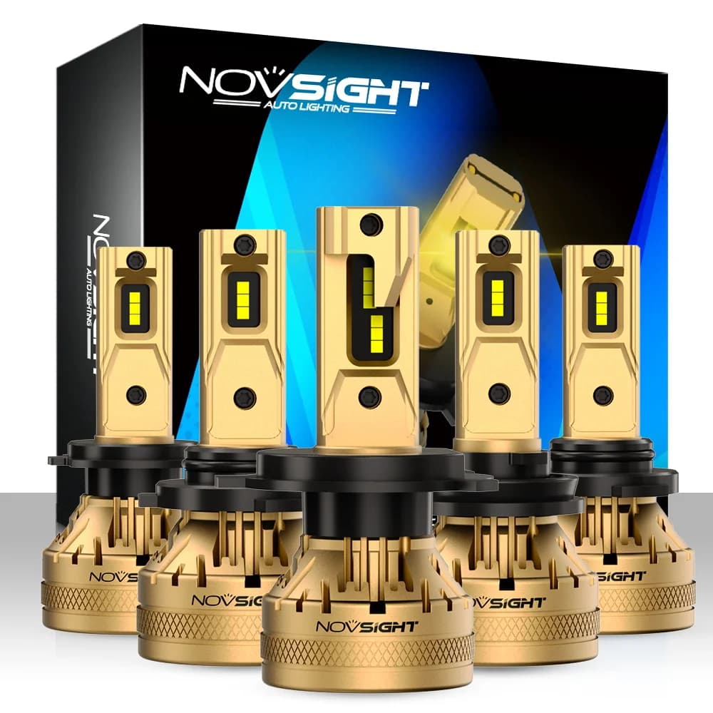 NOVSIGHT A500 N37Y Luce Gialla 3000K Faro LED H4 per Auto H7 LED H11 9005 HB3 9006 120W Lampadina LED per Fari Auto e Fendinebbia