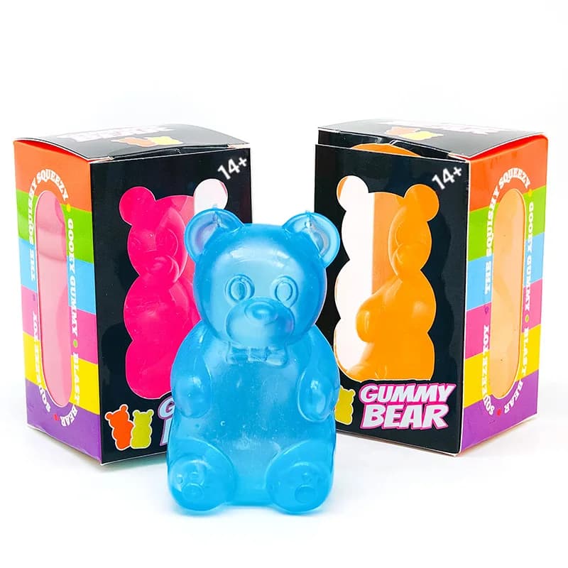 NeeDoh Gummy Bear Squishy Toy, Pallina Antistress in Maltosio per Bambini e Adulti, Simpatico Giocattolo Sensoriale a Forma di Animale, Regalo Solido per la Decompressione