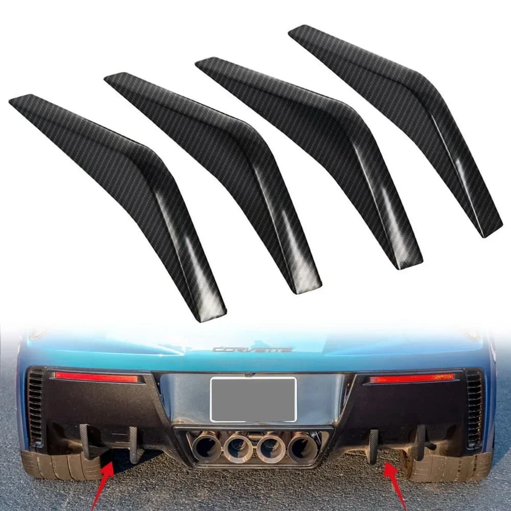 4 pcs universal for auto bumper rear lip splitter anti-collision body bumper fin diffuser for 2014-2019 Chevrolet Corvette C7