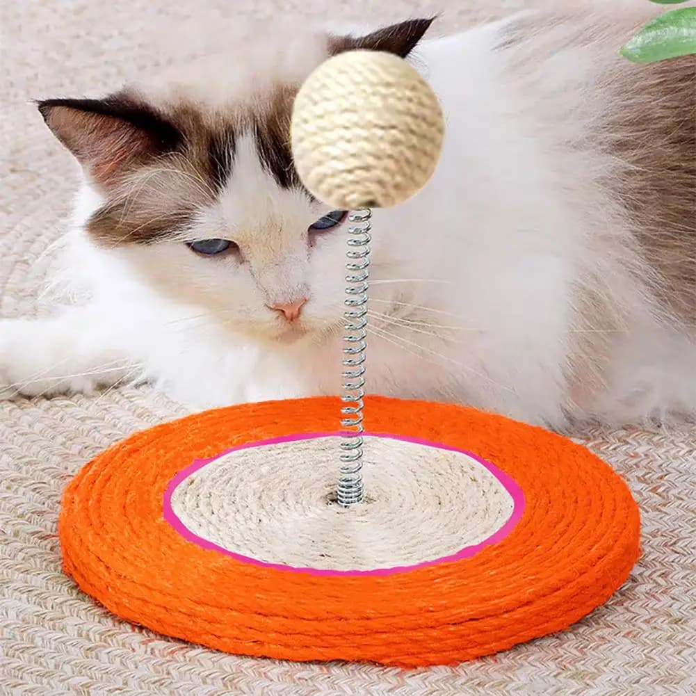 Tiragraffi Interattivo per Gatti con Palla in Sisal - Tiragraffi in Sisal per Gatti da Interno ed Esterno per Esercizio Fisico Domestico