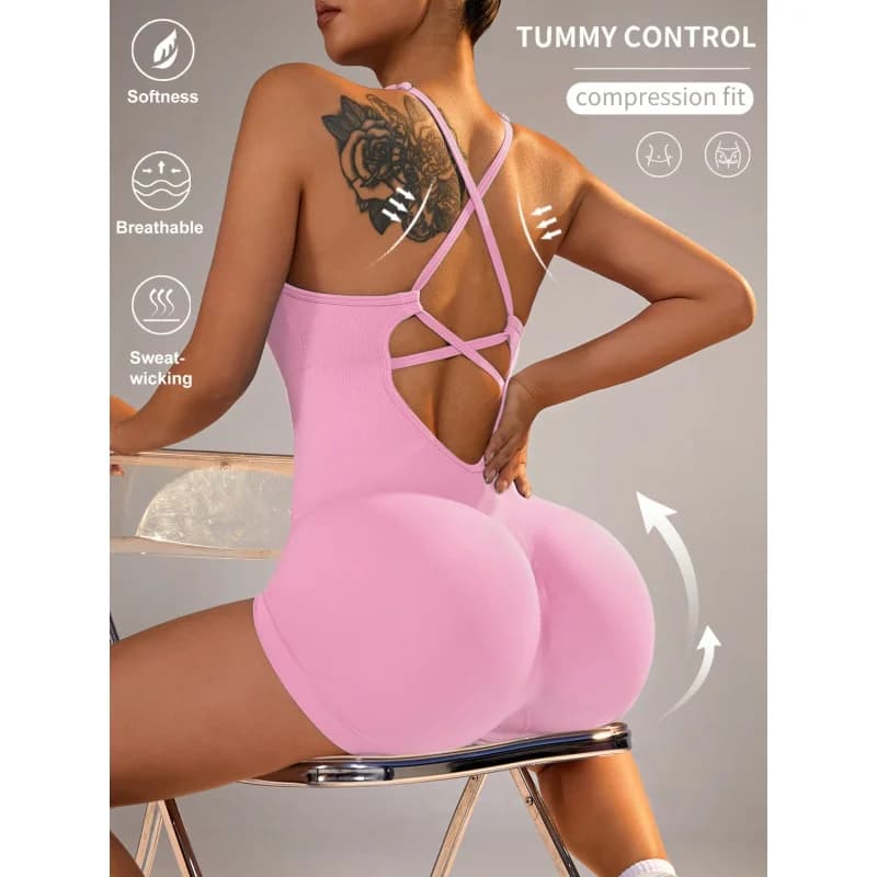 FUBEIKE Cinghie da yoga Fitness da donna in un unico pezzo Sport Bellezza Shaper della schiena Pantaloncini senza cuciture Palestra Fitness Allenamento Abbigliamento da corsa