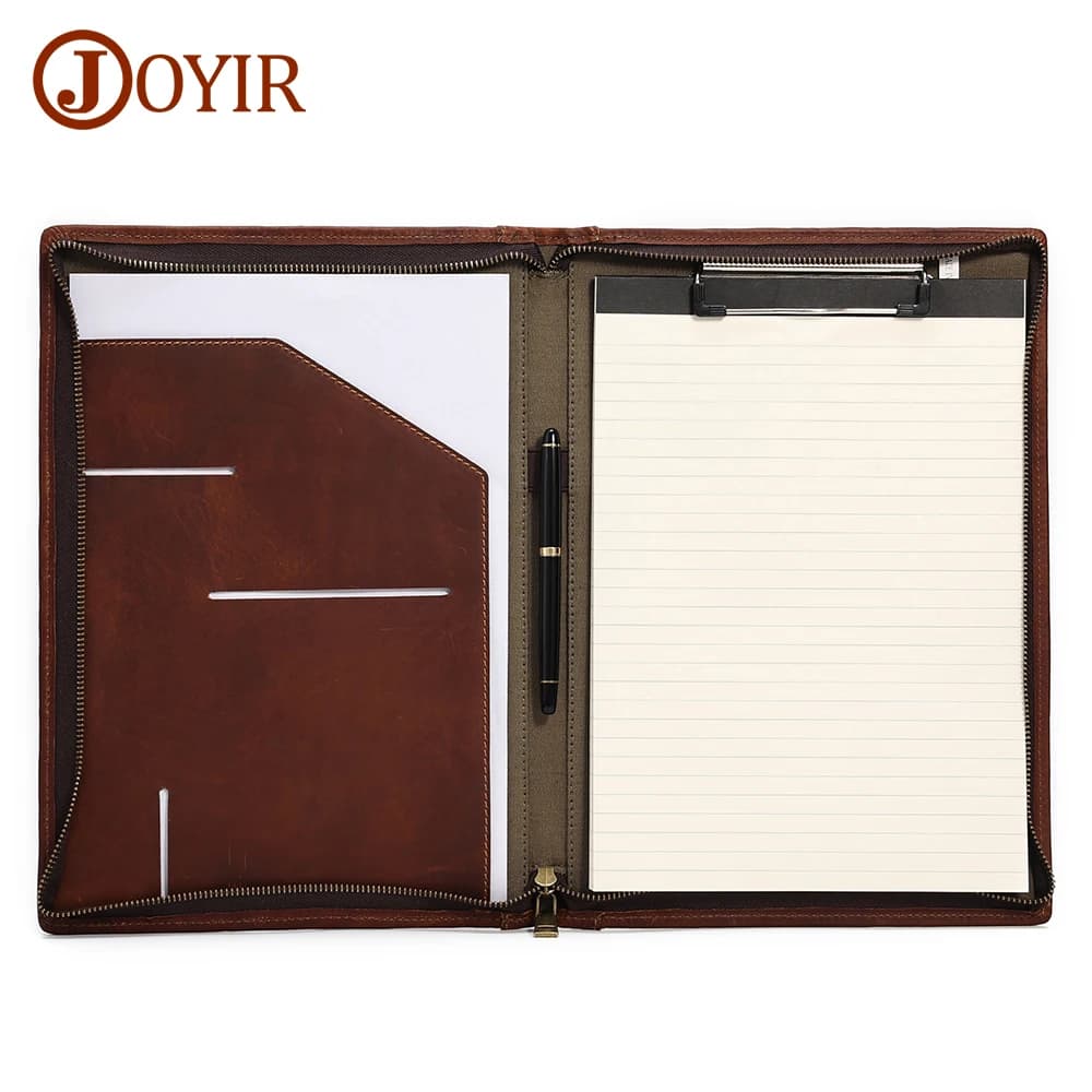 Cartella organizzatore di File A4 in vera pelle JOYIR per documenti portafoglio borsa porta carte portafoglio Business Office per iPad da 12.9"