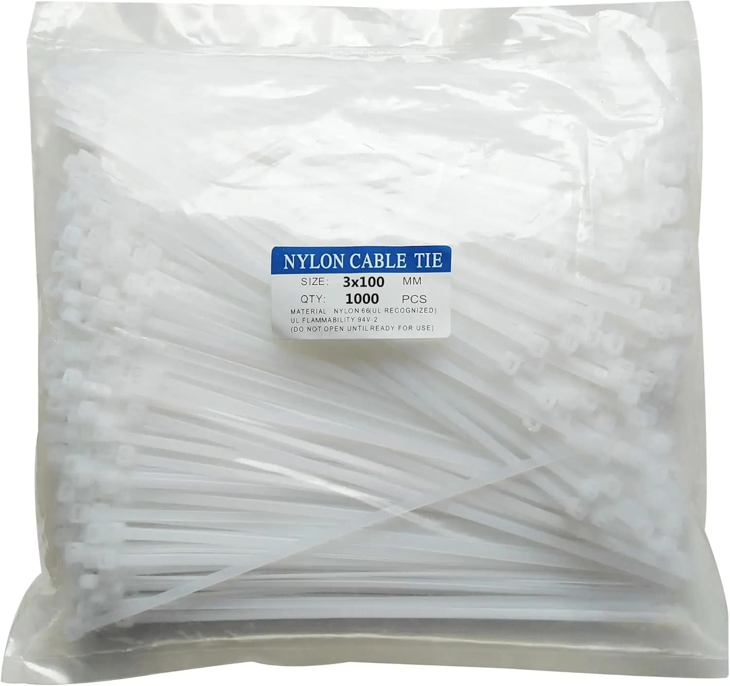 Fascette stringicavo da 4 pollici, confezione da 1000, fascette in nylon da 18 libbre, resistenti ai raggi UV, bianche