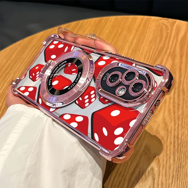 Shockproof Phone Case For Vivo V70 FE V50 V29 V60 Lite 4G 5G V23 V25 V40 Pro V29E V27 Dice Pattern Plating Stand Holder Cover