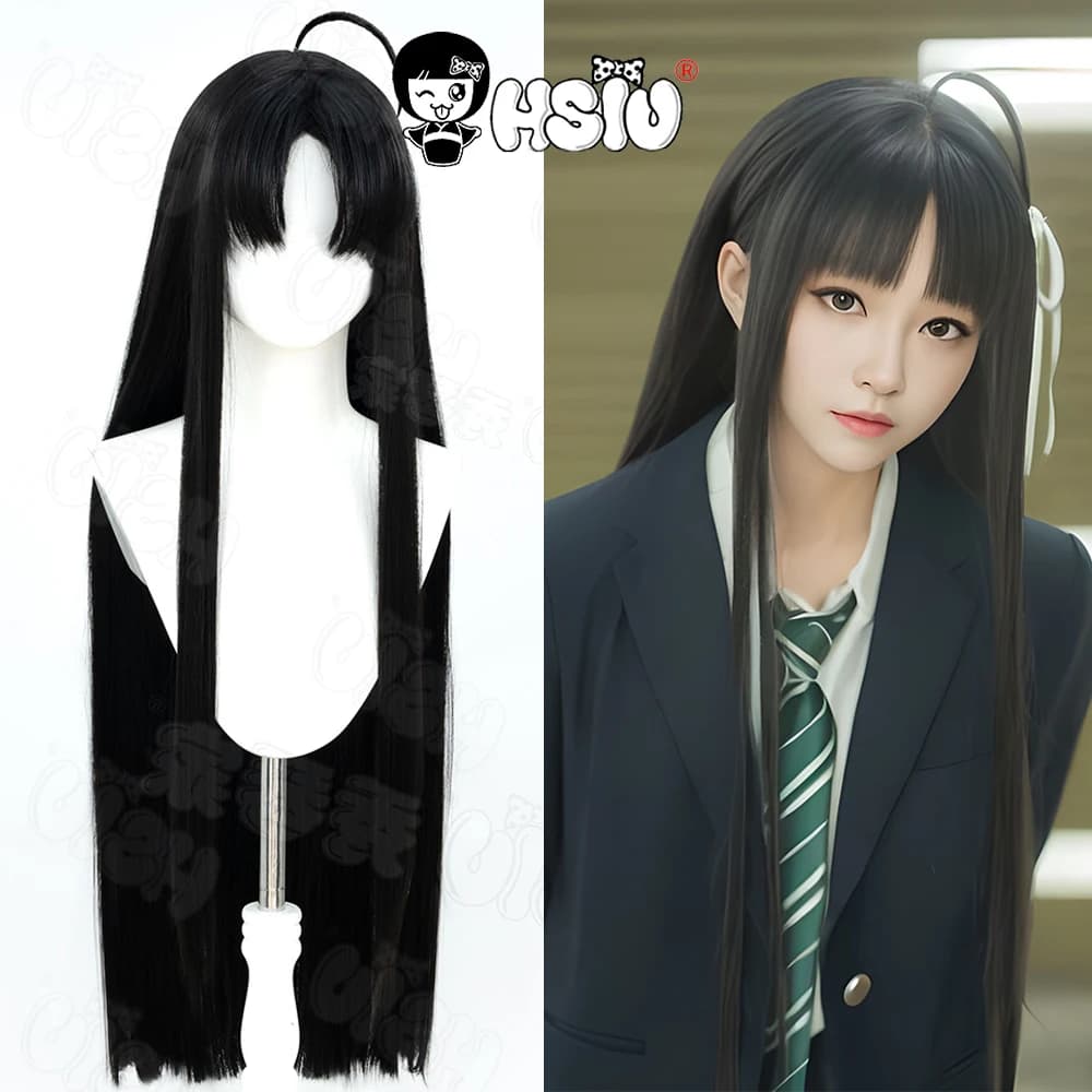 Parrucca Cosplay Awa Subaru HSIU 80CM Capelli lunghi neri Parrucca sintetica resistente al calore Anime GIRLS BAND CRY SUBARU AWA Cosplay