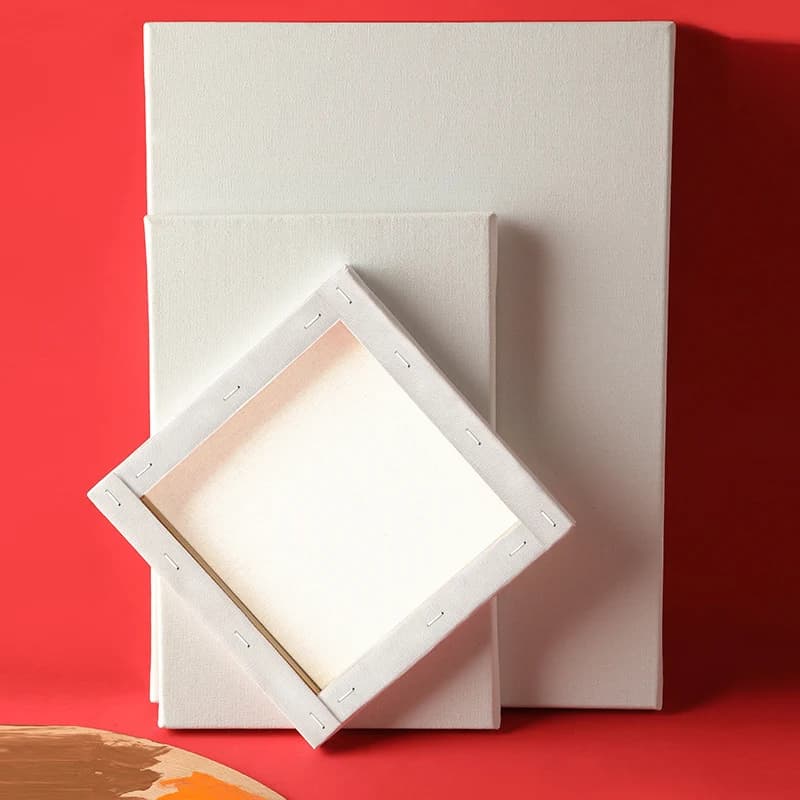 2pcs White Blank Square Artist Canvas Wooden Board Frame Cotton Artist Canvas Boards for Oil Painting Acrylic Watercolor
