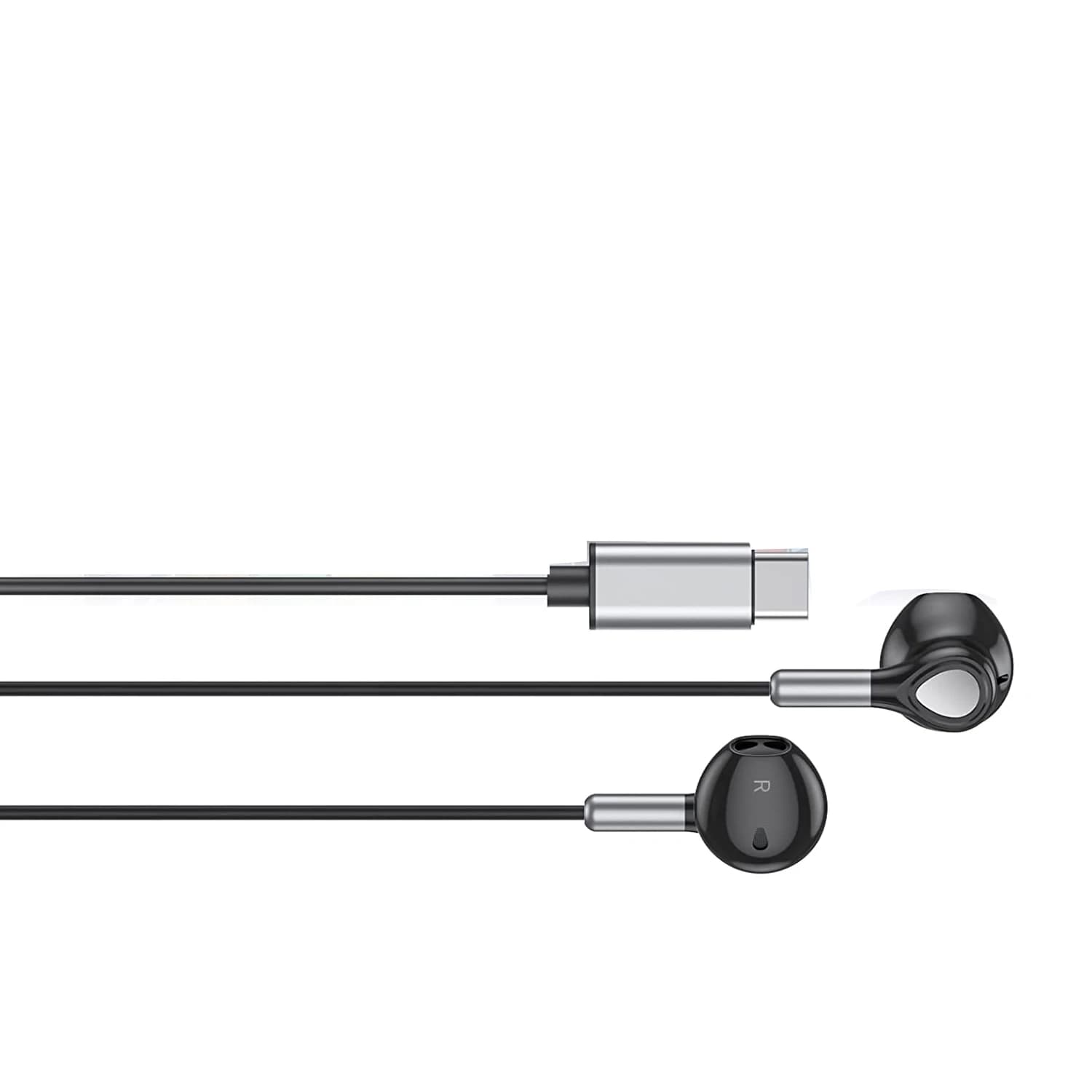 # Cuffie USB C 844L, auricolari in-ear con microfono e controllo del volume (Argento nero)