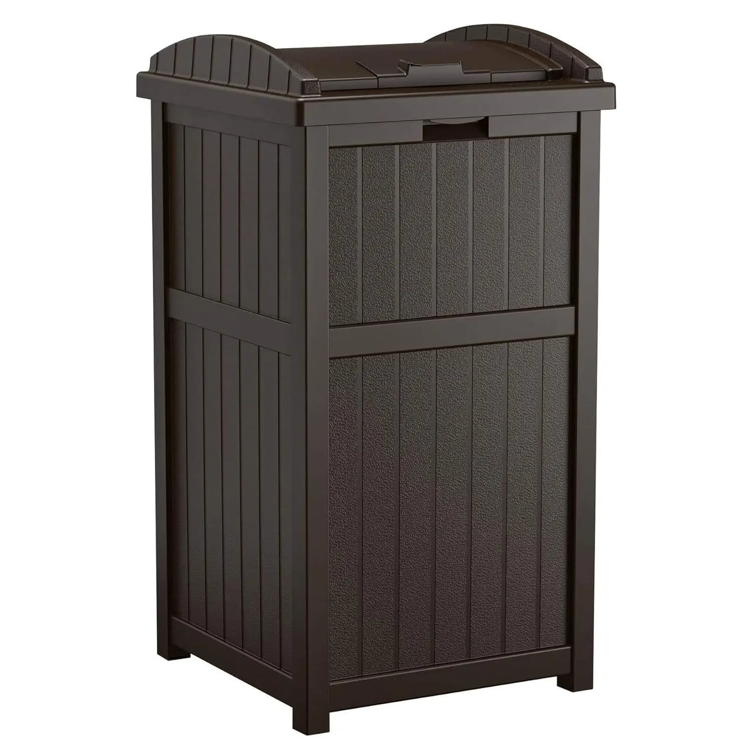 Contenitore per Rifiuti da Esterno in Plastica Resistente con Coperchio per Sacchi da 30-33 Galloni, Marrone Java, Confezione da 2
