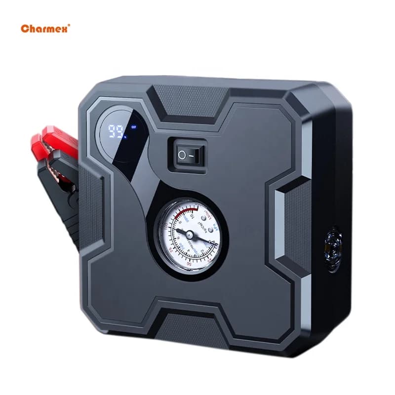 Avviatore di emergenza per auto Charmex 1500Amp con compressore d'aria, gonfiatore per pneumatici 150PSI con manometro a schermo digitale
