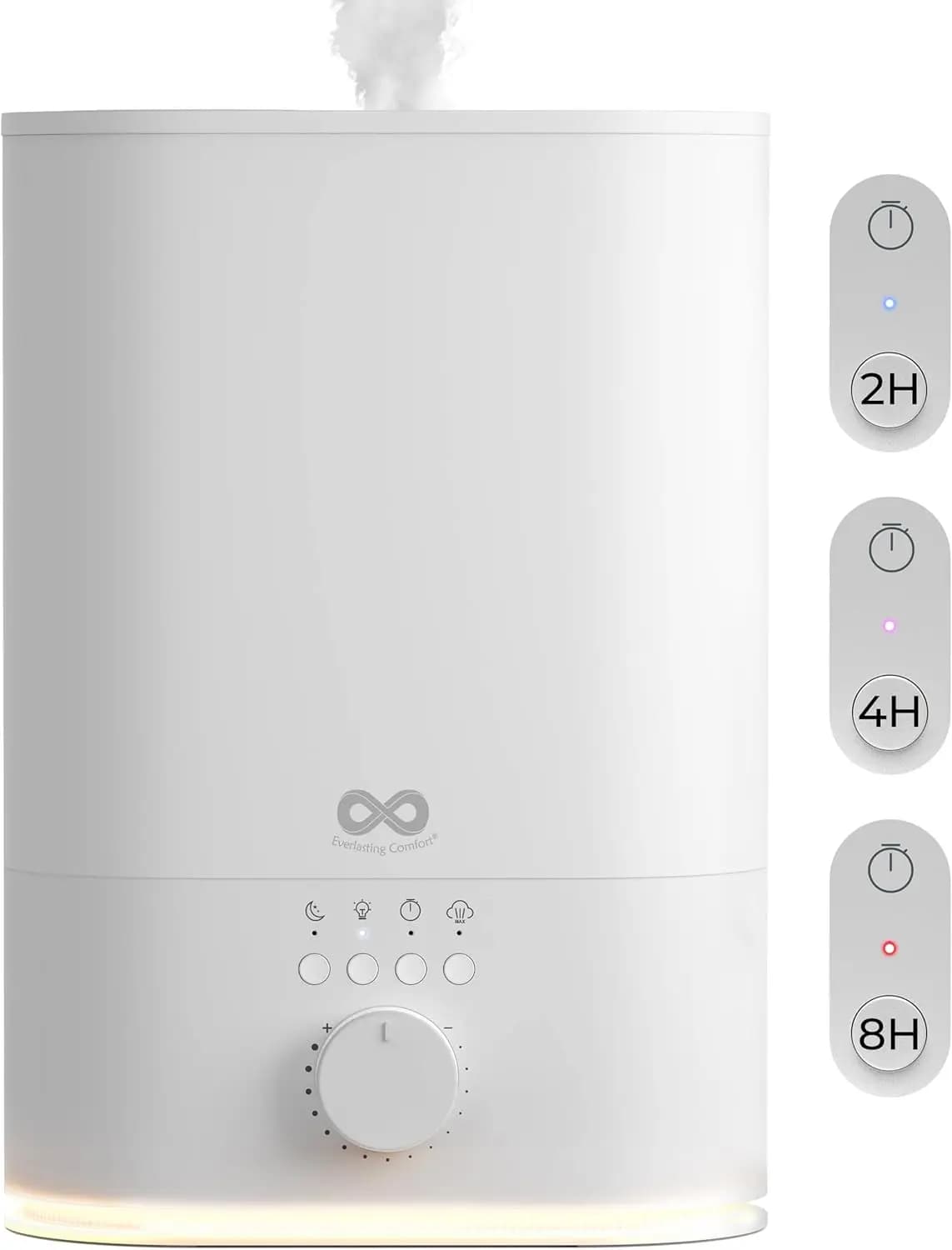 Umidificatore da 6L con riempimento dall'alto - Silenzioso, autonomia di 60 ore, luce notturna, timer, spegnimento automatico, compatibile con oli essenziali