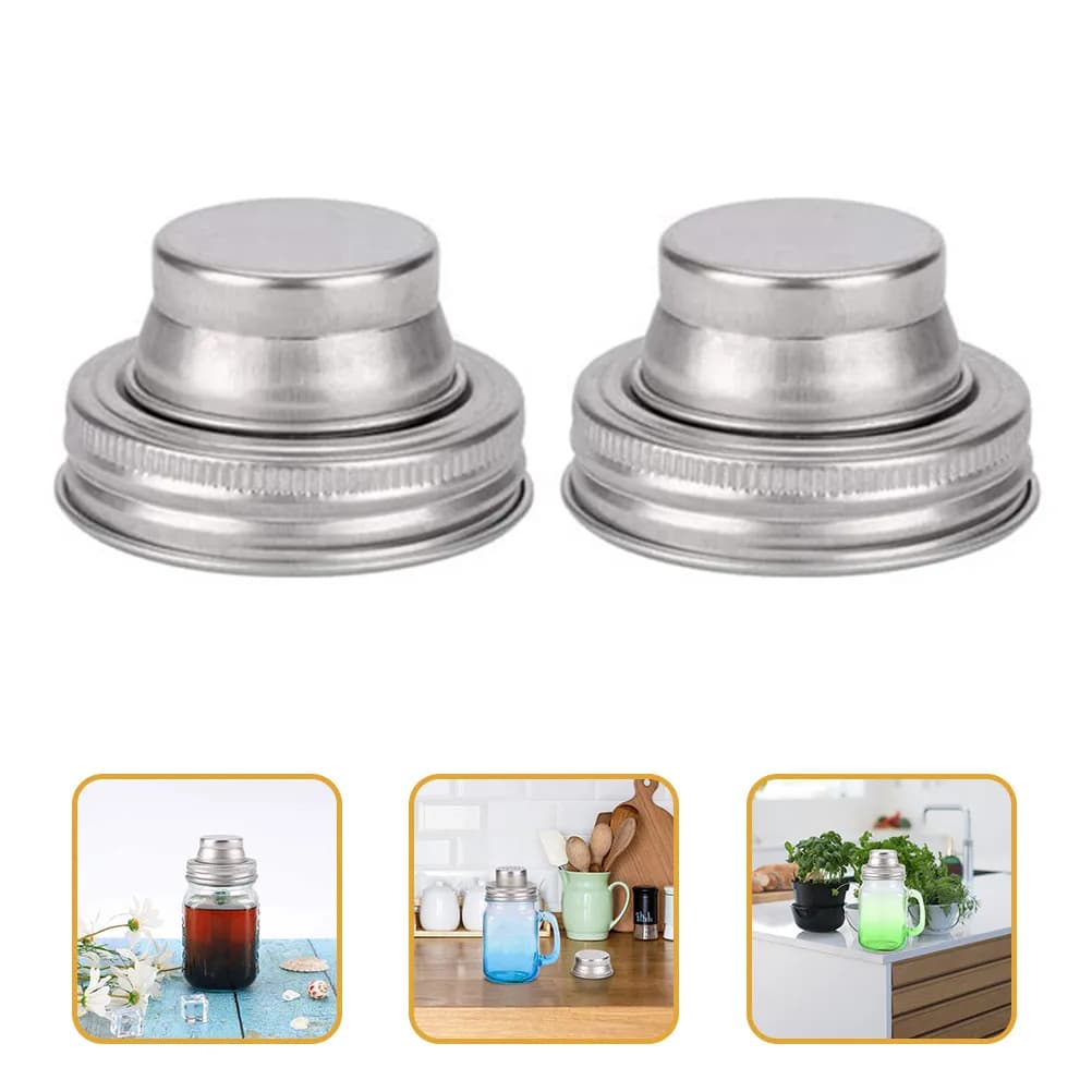 2 Pezzi Coperchi Agitatori in Acciaio Inossidabile Resistenti all'Usura Compatibili con Barattoli Mason per Barattoli di Spezie Domestici e Miscelazione Cocktail in Cucina