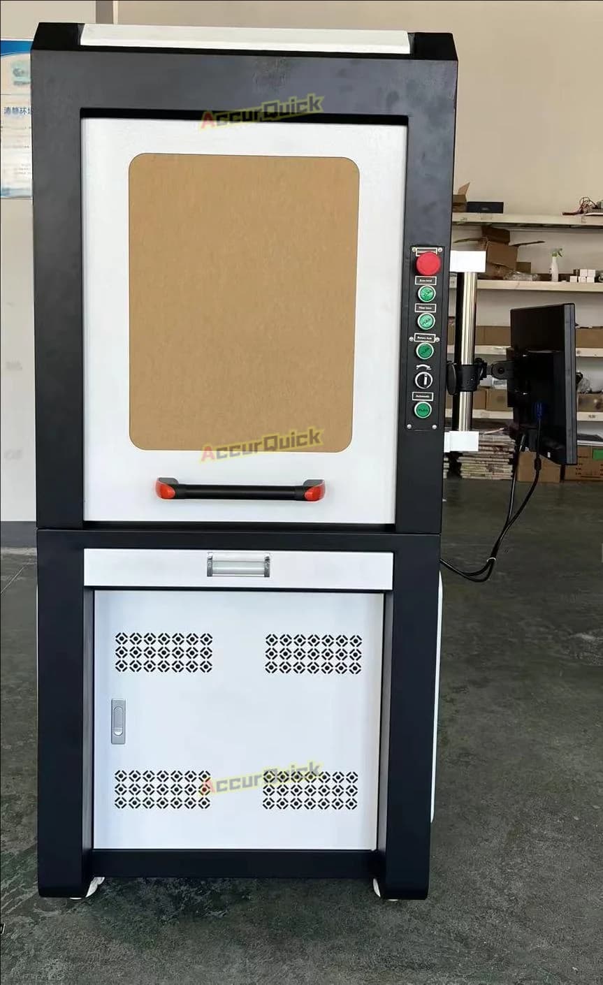 100 W wide scale Raycus IPG laser marking machine label logo engraving with protective cover