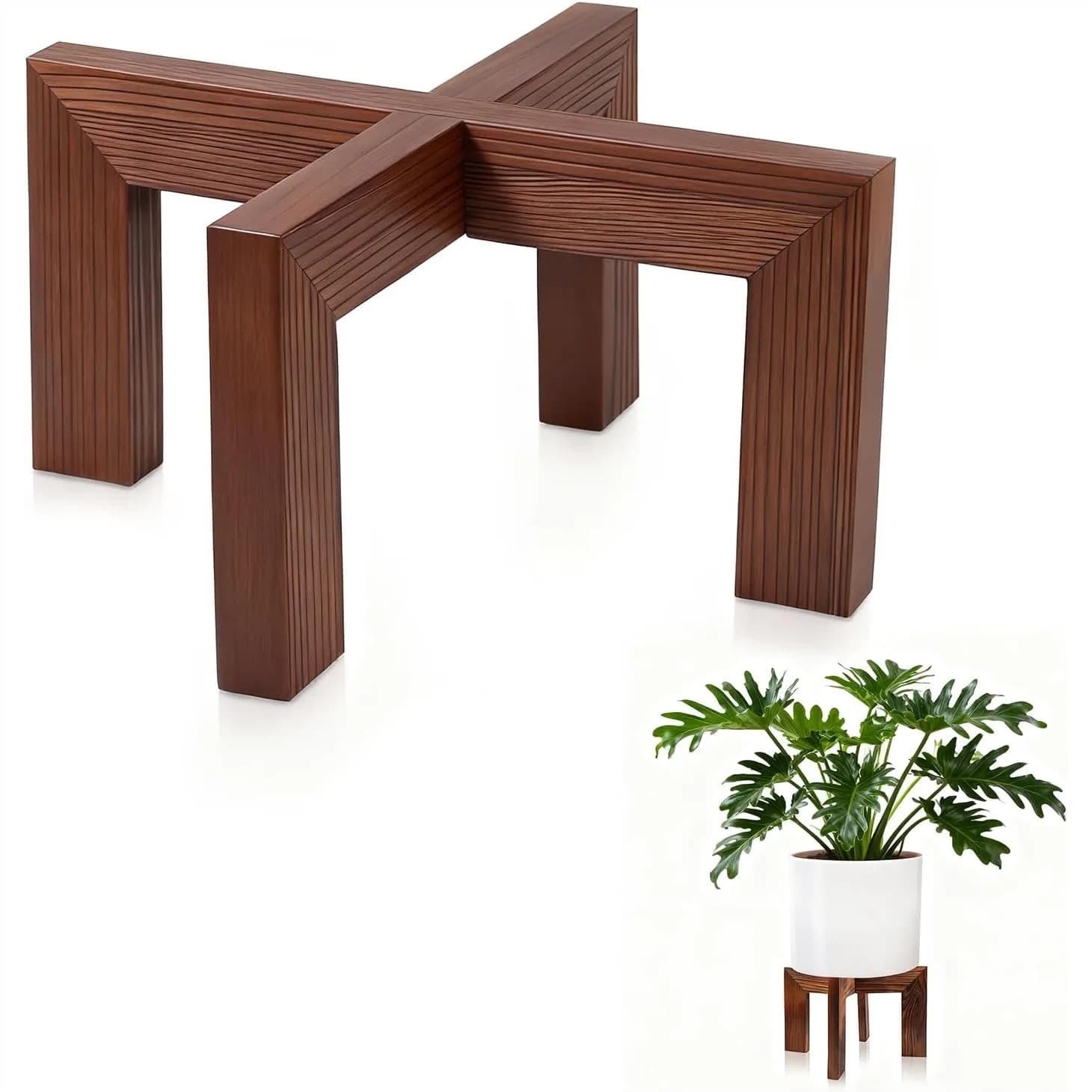 Grande Supporto in Legno per Piante da Interno, Robusto Portafiori con Altezza 15 cm, Diametro 30 cm, Adatto alla Maggior Parte dei Vasi