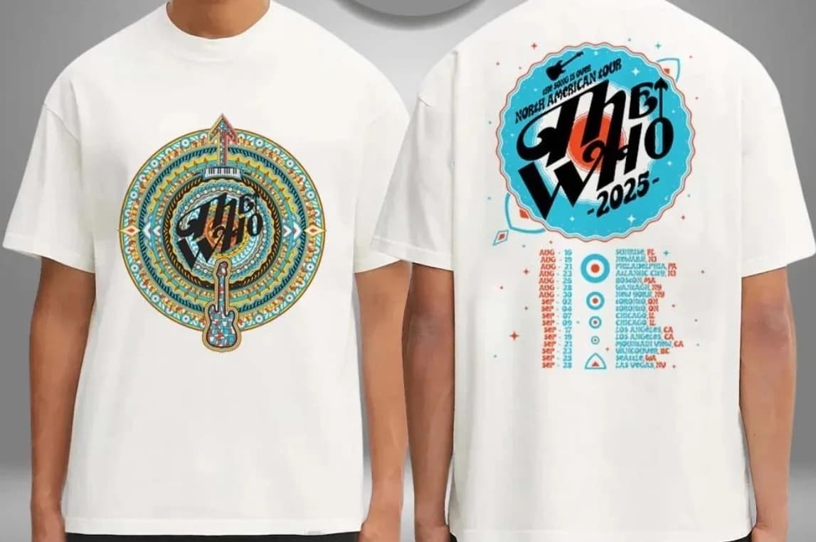 T-shirt The Who Song Is Over Guitar Arrow Dateback per uomo e donna