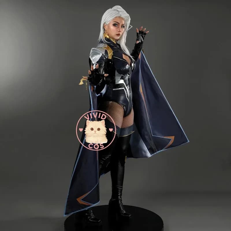 ABC123Top Game Storm Cosplay Costume Anime Ororo Munroe RPG Dresses Black suit for Comic women with D3;F'6,C;7 dresses. Y