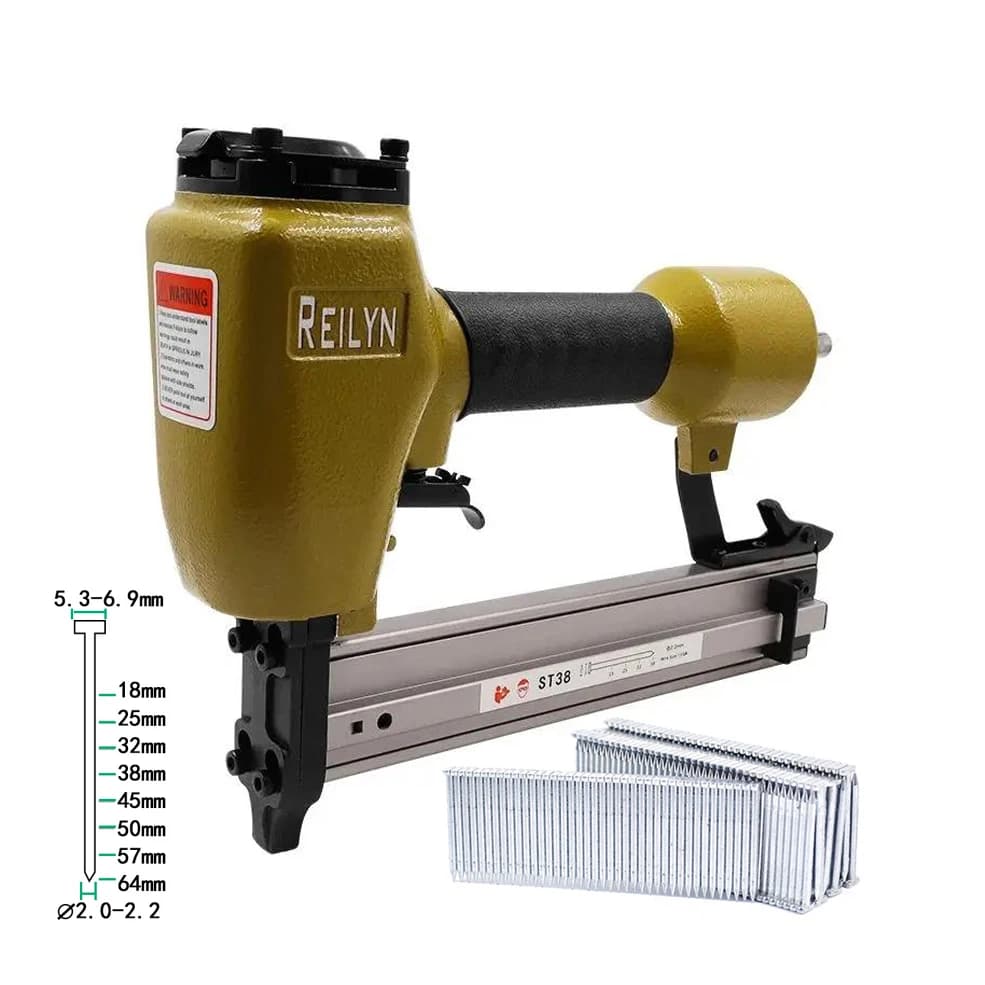 Reilyn Chiodatrice Pneumatica 14Ga ST38 per Calcestruzzo, Compatibile con Chiodi a T da 15-38mm per Telaio Tappezzeria