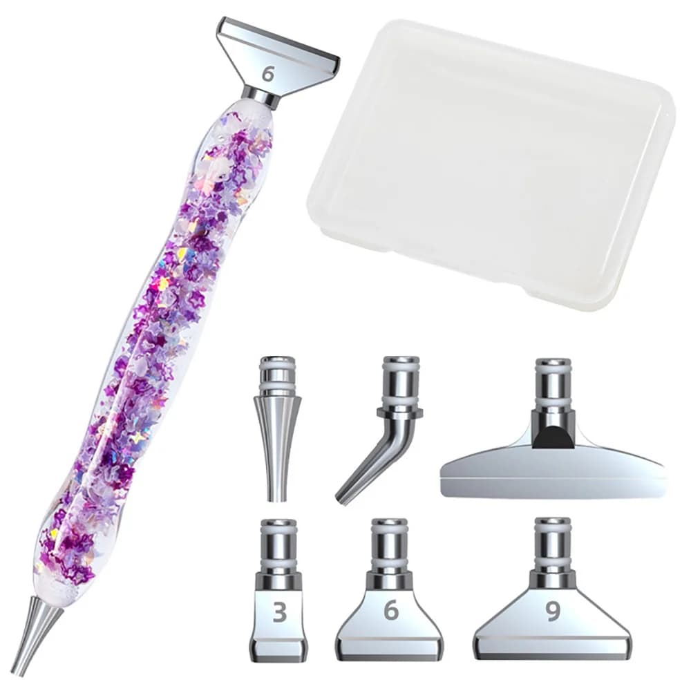 Set di penne per trapano artistico con pittura diamante luminoso 5D, teste in metallo in resina, accessori per strumenti per ricamo per nail art