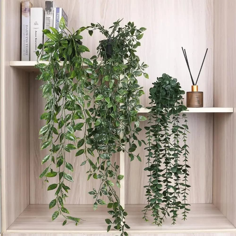Artificial plants suspended with vase Faux Plants Suspended Screws Shelves Plants Decorations Potted plants for home decoration for indoor and outdoor