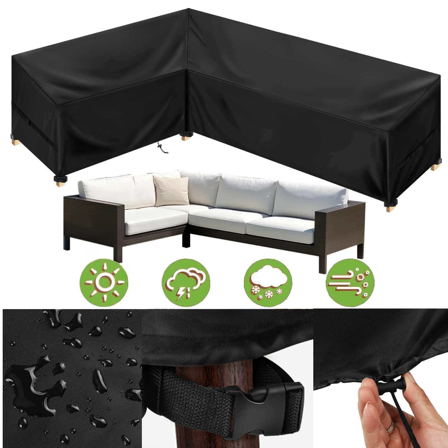 Copridivano componibile impermeabile per esterni Copridivano resistente a forma di L Copridivano per prato Protezione meteorologica per mobili da giardino