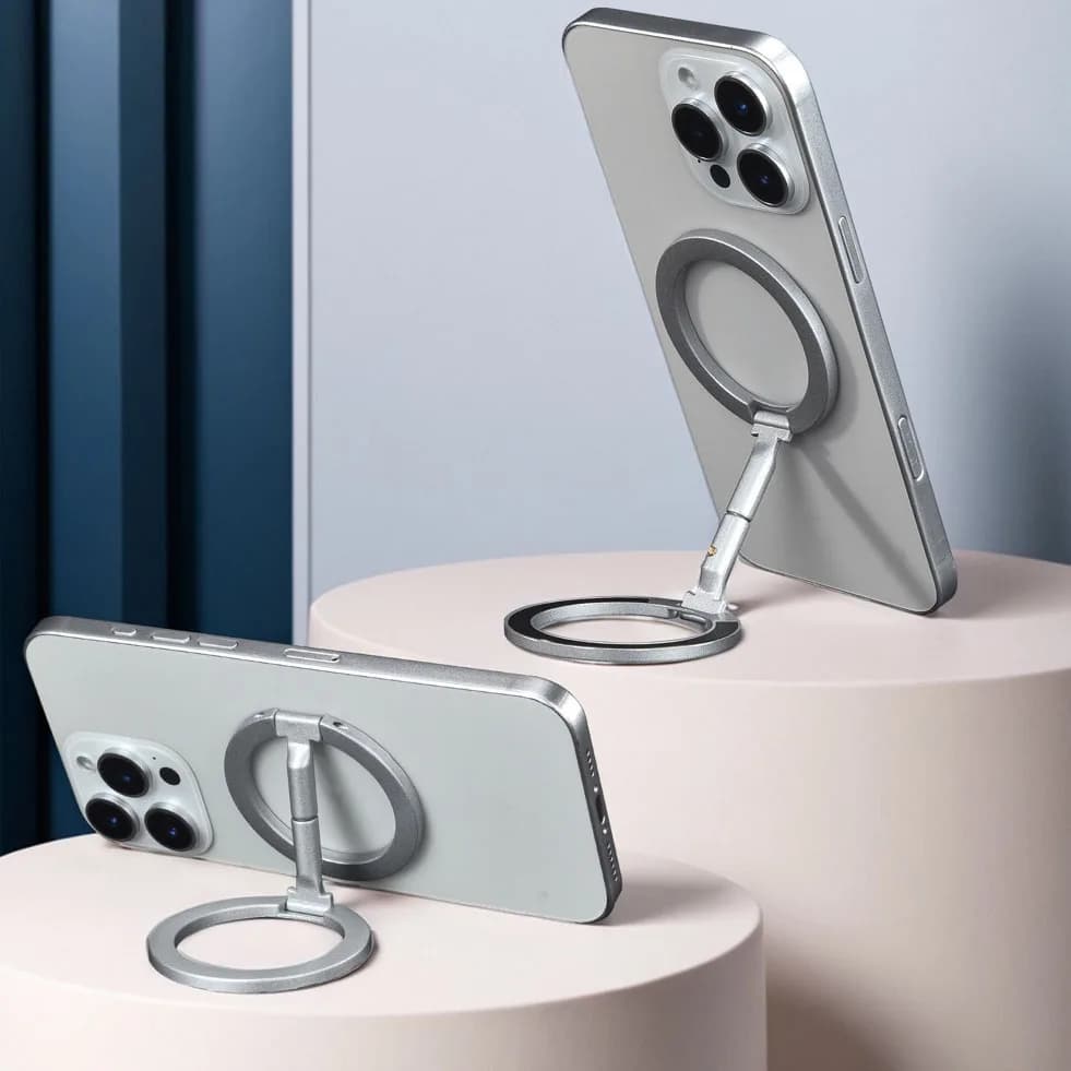 1Pc 360° Rotation Folding Stand Double-sided Magnetic Ring Holder Suitable For Magsafe Portable Multifunctional Desktop Support