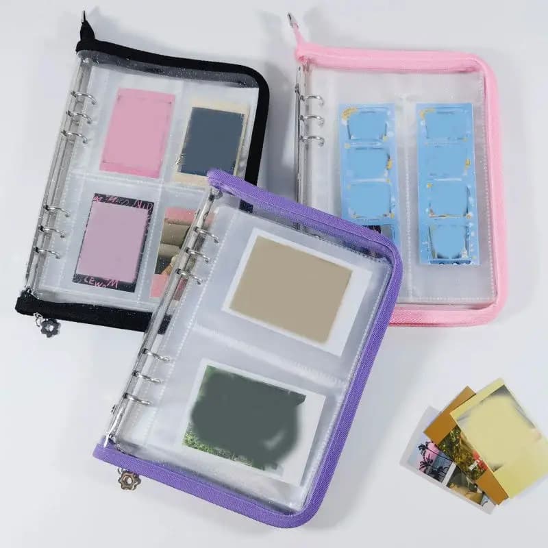 Album con cerniera A5, raccoglitore per fotocard Kpop, album per carte fotografiche, quaderno a 6 fori A5 con copertina a fogli mobili, album per carte da 3/5 pollici.
