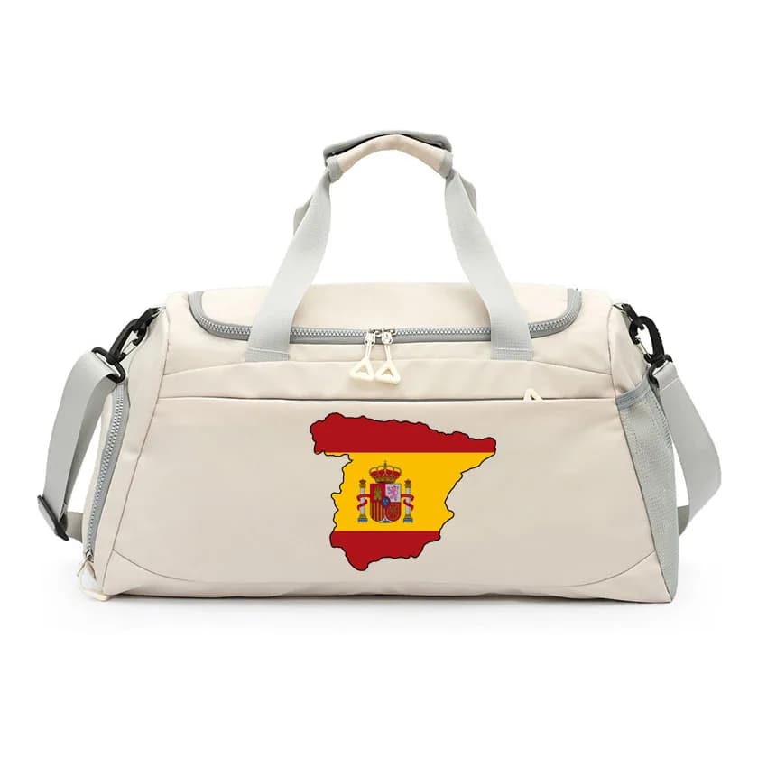 Borsa da palestra per uomo donna Borsone sportivo resistente all'acqua Emblema Spagna stampato con scomparto per scarpe Borsa da ragazza con tasca bagnata