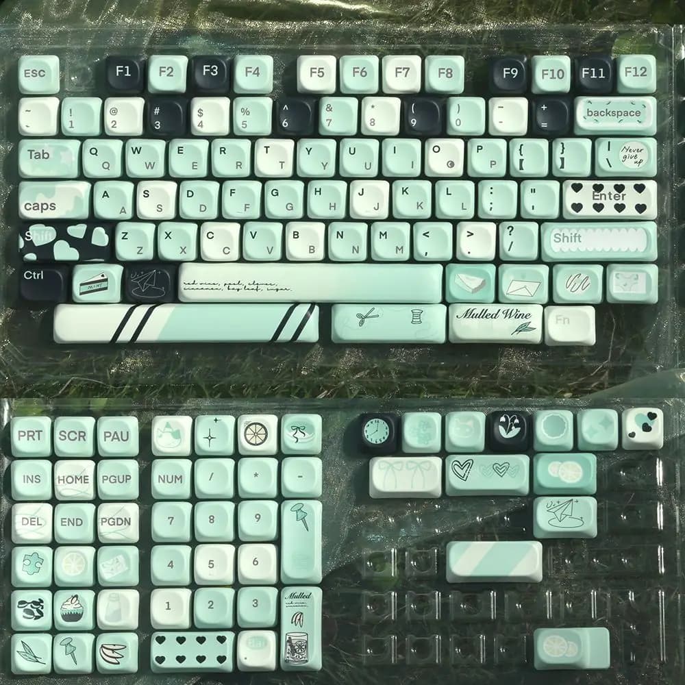 MOA alta fantasia macchina estiva keycap pbt sublimazione a caldo verde menta tastiera meccanica adattamento rotondo e carino personalizzazione