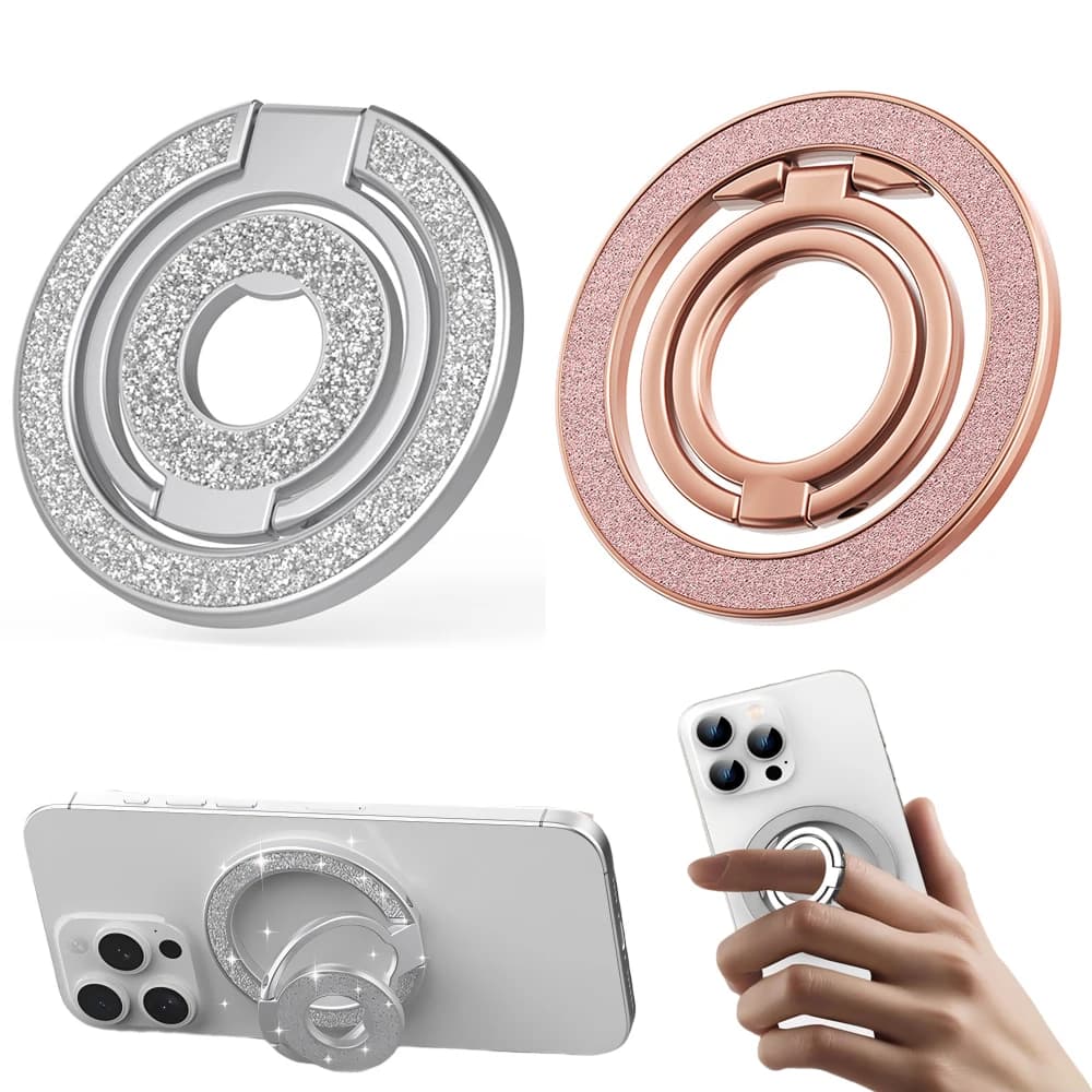 Supporto per telefono cellulare Forte supporto magnetico per Magsafe Supporto magnetico bifacciale Staffa ad anello pieghevole per IPhone 16 17 Xiaomi