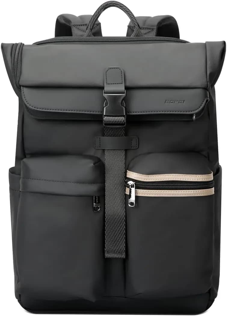 Men's Shock Absorbing Commute Backpack, 55.8% Weight Reduction Expandable 25L-30L Roll Top Laptop Backpack, Water & Scratch Resistant Tech Fabric, Water Bottle for Business & Daily Trip