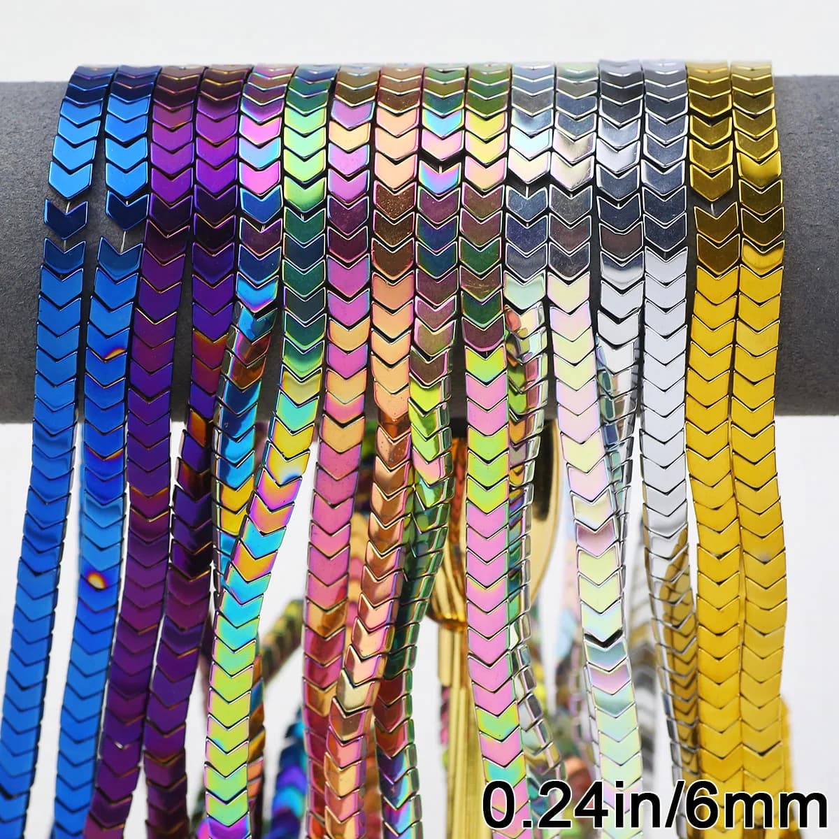 Perline di ematite colorate a forma di freccia Perline sparse distanziatore in pietra naturale 15 '' 6mm per gioielli fai da te che fanno orecchini collana braccialetto