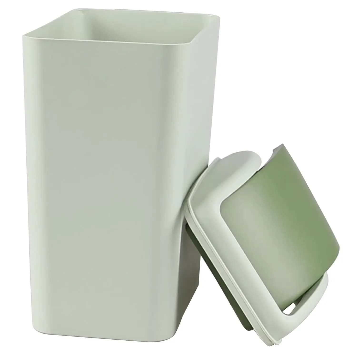 Cestino per Rifiuti con Coperchio Girevole da 4,5 Galloni, Bidone Verde in Plastica con Coperchio Rimovibile per Cucina, Ufficio, Casa