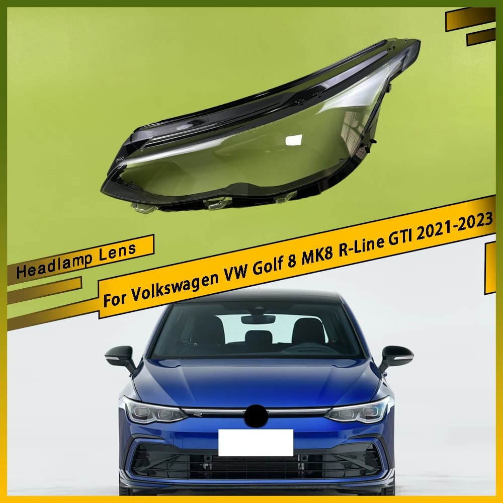 For Volkswagen VW Golf 8 MK8 R-Line GTI 2021 2022 2023 Headlight Lens Cover 1 Pair Clear Headlamp Shell Transparent Lampshade