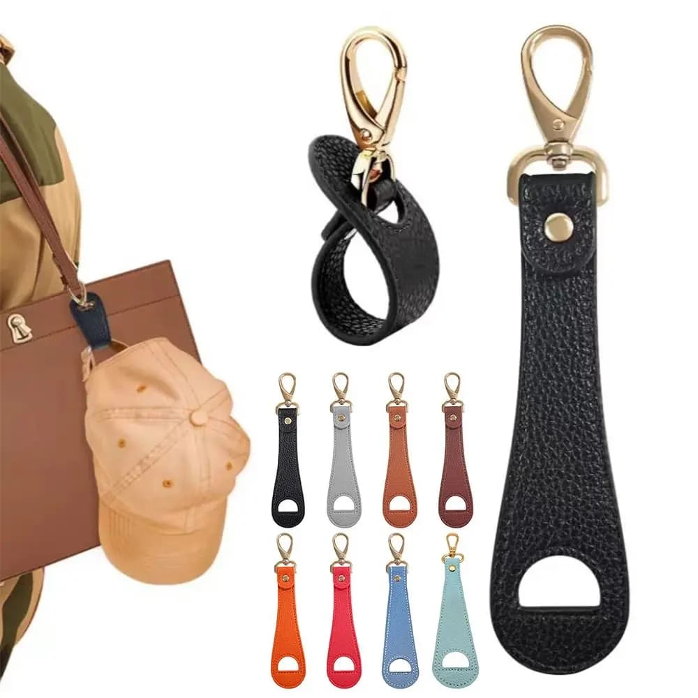 PU Leather Hat Clip Multifunctional Hat Holder Hat Keep Clip Hands Free Storage Clip Buckle Travel Hooks Handbag Accessories