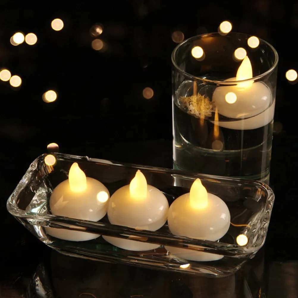 12 luci per piscina in plastica, eleganti candele galleggianti a LED impermeabili