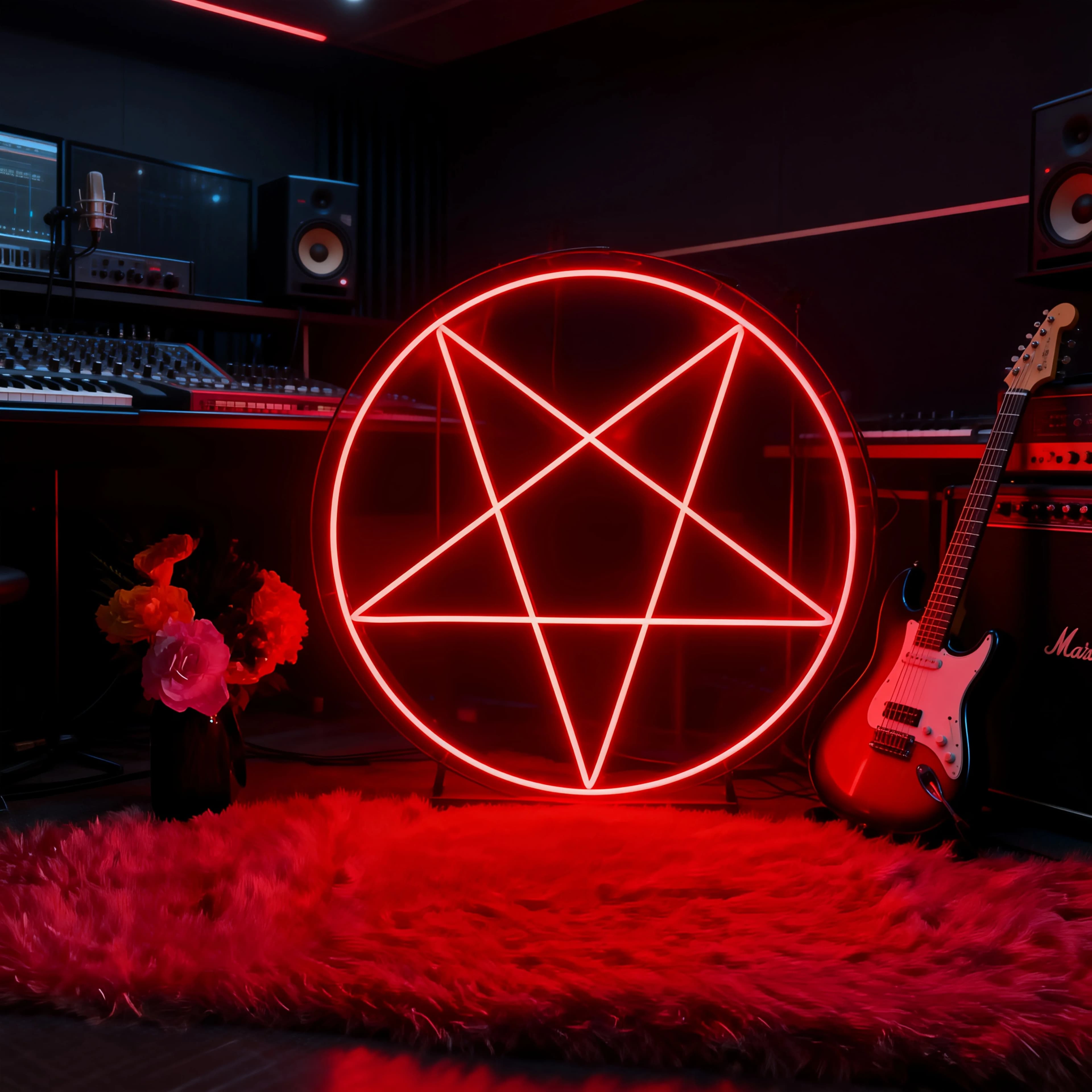 Insegna al Neon Pentagramma Rosso - Luce LED al Neon, Illuminazione Atmosferica da Parete con Alimentazione USB