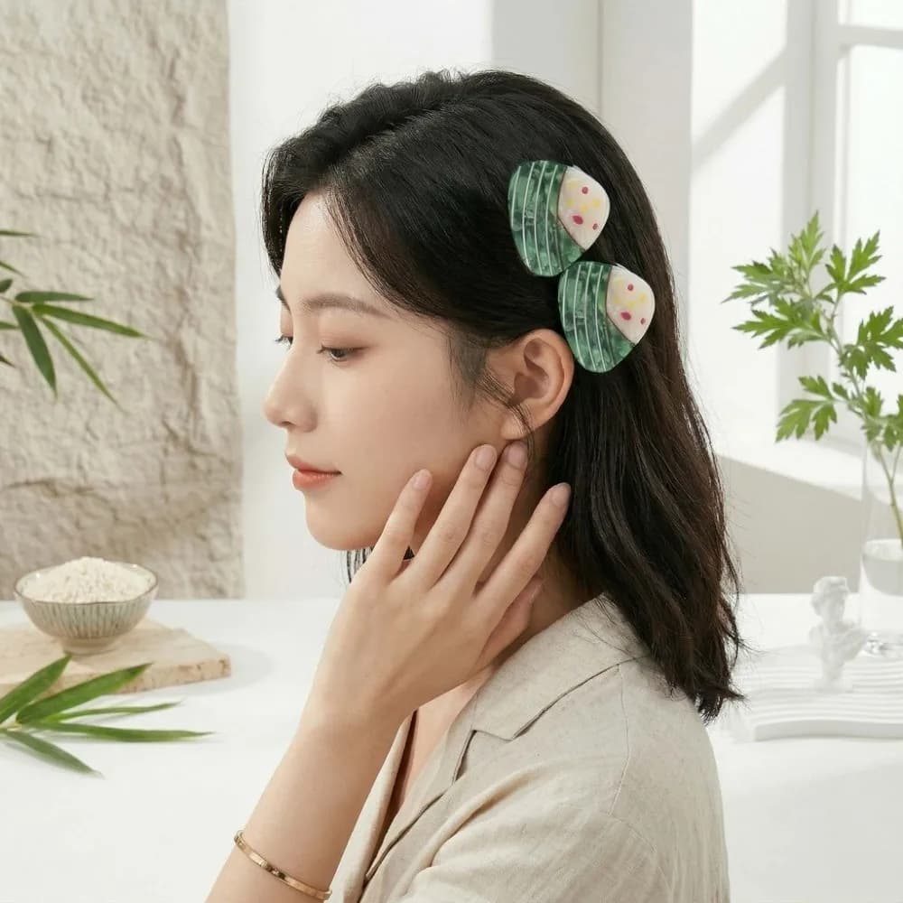 Creative Waterproof Zongzi Shark Clip Sweet High-Quality Acetic Acid Hair Claw Green Chinese Style Rice Dumpling Hairgrips Daily