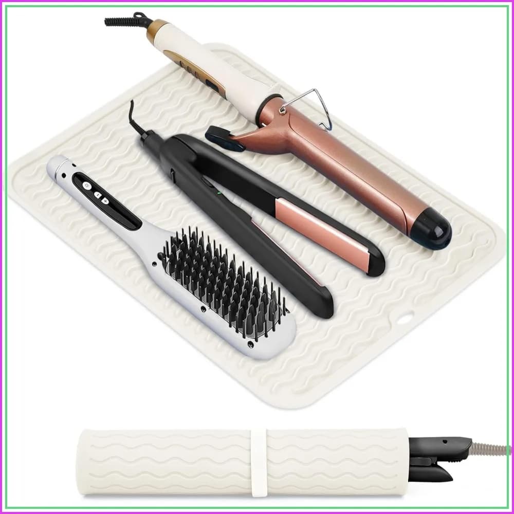 Oversize Silicone Heat Resistant Mat for Hair Tools, 14.2x11 inch Travel Cover for Curling Iron, Flat Iron, Straightener